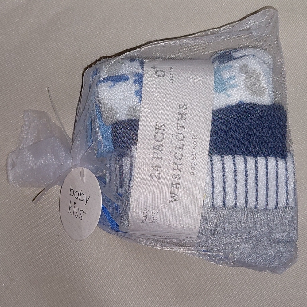 (3/$20) 24-pack babykiss Washcloths: Assorted Colors/Prints.